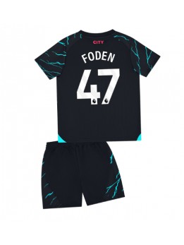 Manchester City Phil Foden #47 Ausweichtrikot für Kinder 2023-24 Kurzarm (+ Kurze Hosen)